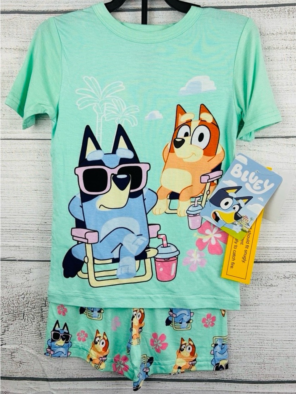 Bluey 2pc Bamboo Pajama Pj Set Short Sleeve Top & Shorts Girls Size 5T NEW